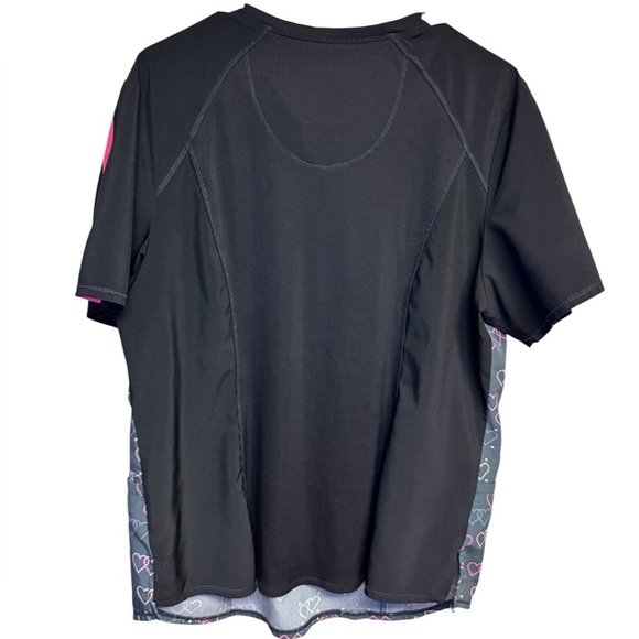 Cherokee Infinity Women's Heart Pattern Scrub Top - Black and Pink X-Large - Picture 4 of 5